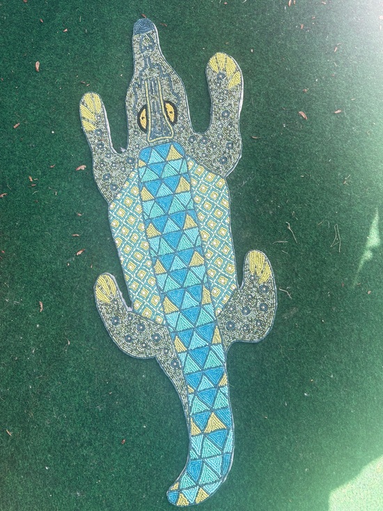Other - Crocodile alligator glass beaded table runner world market 35” long